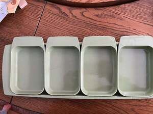 Vintage Lady Arnold Snack Set, Midcentury MCM Appetizer Tray Green #330 #331, Pl